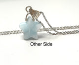Larimar Gemstone Necklace, Light Blue Larimar Star Necklace, Bohemian Jewelry Gifts, Dominican Republic Larimar Necklace, 1.25” x 0.60”