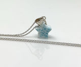 Larimar Gemstone Necklace, Light Blue Larimar Star Necklace, Bohemian Jewelry Gifts, Dominican Republic Larimar Necklace, 1.25” x 0.60”