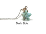 Larimar Gemstone Necklace, Hand Carved Larimar Star Necklace, Bohemian Jewelry Gifts, Dominican Republic Larimar Necklace, 1.30” x 0.75”