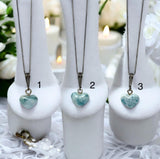 Larimar Heart Pendant Necklace, Healing Stone Jewelry, Silver Bohemian Jewely, Dominican Republic Larimar Pave Diamond Gemstone Necklace