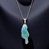 Larimar Cat Pendant Necklace, Larimar Necklace, Bohemian Jewelry, Dominican Republic Larimar Pendant Healing Stone Jewelry Gifts for Her