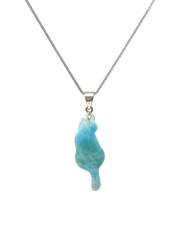 Larimar Cat Pendant Necklace, Larimar Necklace, Bohemian Jewelry, Dominican Republic Larimar Pendant Healing Stone Jewelry Gifts for Her