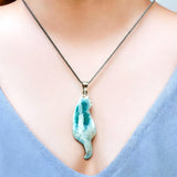 Larimar Cat Pendant Necklace, Larimar Necklace, Bohemian Jewelry, Dominican Republic Larimar Pendant Healing Stone Jewelry , 2.65” x0.75”