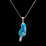 Larimar Cat Pendant Necklace, Larimar Necklace, Bohemian Jewelry, Dominican Republic Larimar Pendant Healing Stone Jewelry, 1.90” x 0.65”