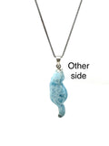 Larimar Gemstone Necklace, Larimar Cat Pendant Necklace, Bohemian Jewelry, Dominican Republic Larimar Pendant Healing Stone Jewelry Gifts