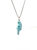 Larimar Gemstone Necklace, Larimar Cat Pendant Necklace, Bohemian Jewelry, Dominican Republic Larimar Pendant Healing Stone Jewelry Gifts
