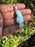 Larimar Gemstone Necklace, Larimar Cat Pendant Necklace, Bohemian Jewelry, Dominican Republic Larimar Pendant Healing Stone Jewelry Gifts