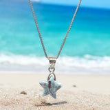 Larimar Gemstone Necklace, Rare Red and Blue Larimar Bohemian Jewelry, Larimar Star Pendant Jewelry Gifts, 1.25”x0.65”