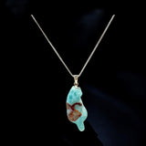 Larimar Cat Pendant Necklace, Red Blue Larimar Necklace, Bohemian Jewelry, Dominican Republic Larimar Pendant, Larimar Healing Stone Jewelry