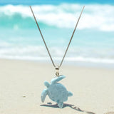 Rare Large Larimar Turtle Pendant Necklace , Silver Bohemian Jewelry, Dominican Republic Larimar Necklace Gifts for Her, 2”x1.5”