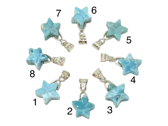 Sterling Silver Larimar Star Pendant, Spiritual Healing Energy Jewelry, Gemstone Chakra Jewelry, December Birthstone Crystal Pendant Gifts