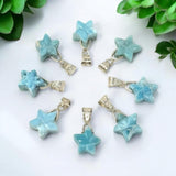 Sterling Silver Larimar Star Pendant, Spiritual Healing Energy Jewelry, Gemstone Chakra Jewelry, December Birthstone Crystal Pendant Gifts