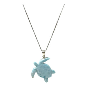 Rare Large Larimar Turtle Pendant Necklace , Silver Bohemian Jewelry, Dominican Republic Larimar Necklace Gifts for Her, 2”x1.5”