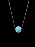 Rare 17mm Sphere Larimar Gemstone Necklace, Dominican Republic Larimar Round Ball Necklace, Healing Stone Silver Jewelry