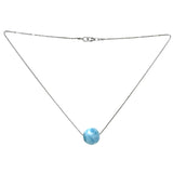 Rare 17mm Sphere Larimar Gemstone Necklace, Dominican Republic Larimar Round Ball Necklace, Healing Stone Silver Jewelry