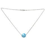 Rare 17mm Sphere Larimar Gemstone Necklace, Dominican Republic Larimar Round Ball Necklace, Healing Stone Silver Jewelry