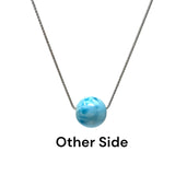 Rare 17mm Sphere Larimar Gemstone Necklace, Dominican Republic Larimar Round Ball Necklace, Healing Stone Silver Jewelry