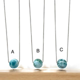 Rare 17mm Sphere Larimar Gemstone Necklace, Dominican Republic Larimar Round Ball Necklace, Healing Stone Silver Jewelry AAA Grade