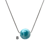 Rare 17mm Sphere Larimar Gemstone Necklace, Dominican Republic Larimar Round Ball Necklace, Healing Stone Silver Jewelry AAA Grade