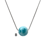 Rare 17mm Sphere Larimar Gemstone Necklace, Dominican Republic Larimar Round Ball Necklace, Healing Stone Silver Jewelry AAA Grade