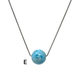 Rare 17mm Sphere Larimar Gemstone Necklace, Dominican Republic Larimar Round Ball Necklace, Healing Stone Silver Jewelry AAA Grade