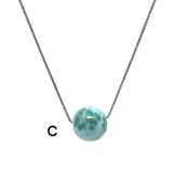 Rare 17mm Sphere Larimar Gemstone Necklace, Dominican Republic Larimar Round Ball Necklace, Healing Stone Silver Jewelry AAA Grade