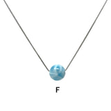 Rare 16mm Sphere Larimar Gemstone Necklace, Dominican Republic Larimar Round Ball Necklace, Healing Stone Silver Jewelry AAA Grade