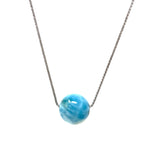 Rare 17.35mm Sphere Larimar Gemstone Necklace, Dominican Republic Larimar Round Ball Necklace, Healing Stone Silver Jewelry