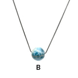 Rare 16mm Sphere Larimar Gemstone Necklace, Dominican Republic Larimar Round Ball Necklace, Healing Stone Silver Jewelry AAA Grade