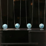 Rare 16mm Sphere Larimar Gemstone Necklace, Dominican Republic Larimar Round Ball Necklace, Healing Stone Silver Jewelry AAA Grade