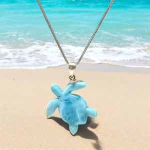 Rare Large Larimar Turtle Pendant Necklace , Silver Bohemian Jewelry, Dominican Republic Larimar Necklace Gifts for Her, 2”x1.5”