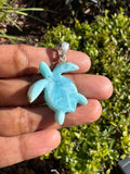 Rare Large Larimar Turtle Pendant Necklace , Silver Bohemian Jewelry, Dominican Republic Larimar Necklace Gifts for Her, 2”x1.5”