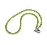 17.5” Peridot Pave Diamond Necklace , Genuine Peridot Beaded Handmade Necklace, August Birthstone Jewelry