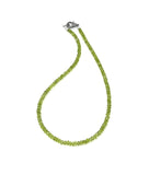 17.5” Peridot Pave Diamond Necklace , Genuine Peridot Beaded Handmade Necklace, August Birthstone Jewelry