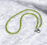 17.5” Peridot Pave Diamond Necklace , Genuine Peridot Beaded Handmade Necklace, August Birthstone Jewelry