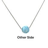 Rare 17mm Sphere Larimar Gemstone Necklace, Dominican Republic Larimar Round Ball Necklace, Healing Stone Silver Jewelry