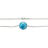 Rare 17mm Sphere Larimar Gemstone Necklace, Dominican Republic Larimar Round Ball Necklace, Healing Stone Silver Jewelry