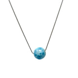Rare 17mm Sphere Larimar Gemstone Necklace, Dominican Republic Larimar Round Ball Necklace, Healing Stone Silver Jewelry