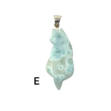 Larimar Cat Pendant, Handmade Large Larimar Gemstone Pendant, Dominican Republic Larimar Pendant Healing Stone AA+ Grade Blue Stone