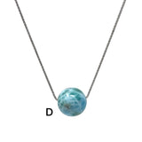 Rare 17mm Sphere Larimar Gemstone Necklace, Dominican Republic Larimar Round Ball Necklace, Healing Stone Silver Jewelry AAA Grade