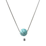 Rare 16mm Sphere Larimar Gemstone Necklace, Dominican Republic Larimar Round Ball Necklace, Healing Stone Silver Jewelry AAA Grade