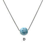 Rare 16mm Sphere Larimar Gemstone Necklace, Dominican Republic Larimar Round Ball Necklace, Healing Stone Silver Jewelry AAA Grade