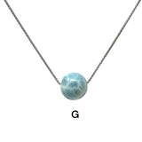 Rare 16mm Sphere Larimar Gemstone Necklace, Dominican Republic Larimar Round Ball Necklace, Healing Stone Silver Jewelry AAA Grade