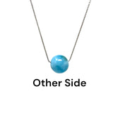 Rare 17.5mm Sphere Larimar Gemstone Necklace, Dominican Republic Larimar Round Ball Necklace, Healing Stone Silver Jewelry