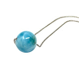 Rare 17.35mm Sphere Larimar Gemstone Necklace, Dominican Republic Larimar Round Ball Necklace, Healing Stone Silver Jewelry