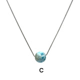 Rare 16mm Sphere Larimar Gemstone Necklace, Dominican Republic Larimar Round Ball Necklace, Healing Stone Silver Jewelry AAA Grade