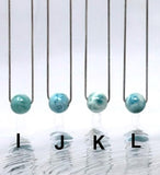 Larimar Gemstone Necklace, Spiritual Healing Silver Jewelry, Throat Chakra Balancing Larimar Bead Necklace, December Birthstone, 15mm-16mm