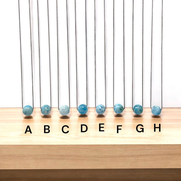 Larimar Gemstone Necklace, Spiritual Healing Silver Jewelry, Throat Chakra Balancing Larimar Bead Necklace, December Birthstone, 15mm-16mm