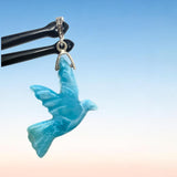 Larimar Pendant, Pave Diamond Silver Larimar Bird Jewelry, Spiritual Gemstone Jewelry, Throat Chakra Crystal Healing Jewelry Gifts for Her