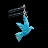 Larimar Pendant, Pave Diamond Silver Larimar Bird Jewelry, Spiritual Gemstone Jewelry, Throat Chakra Crystal Healing Jewelry Gifts for Her